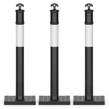 RoadHero 45 Inch Traffic Delineator Post Cones with Base, Black, 3 Pack - color: Black