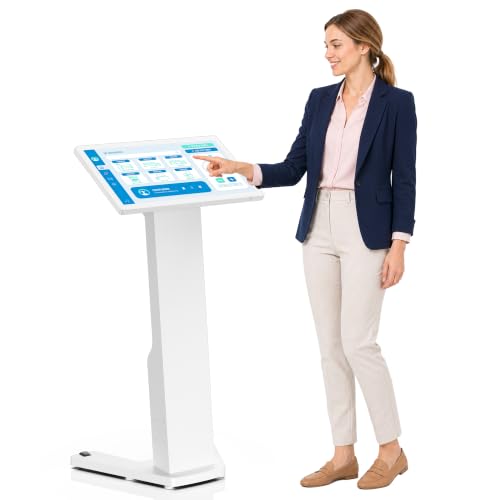 21.5" Touch Screen Kiosk, Interactive Floor Standing Digital Signage Display, FHD Self-Service Information Terminal with Dual Speakers for Retail, Restaurants, Malls & Advertising - size: 21.5 Inch