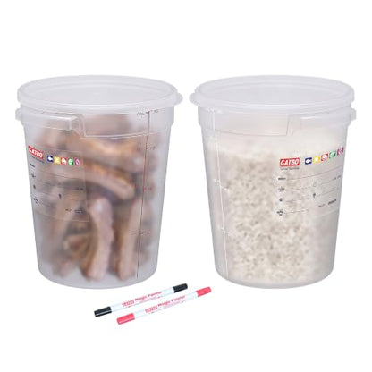 2 Pack 8QT Commercial Round Food Storage Containers with Lids - size: 2 X 8.0(QT)