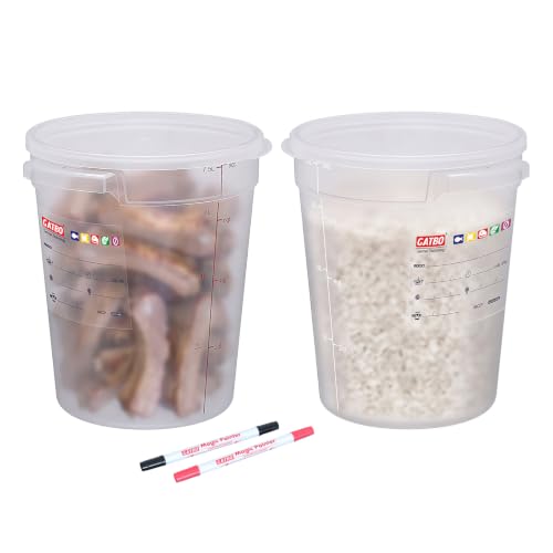 2 Pack 8QT Commercial Round Food Storage Containers with Lids - size: 2 X 8.0(QT)