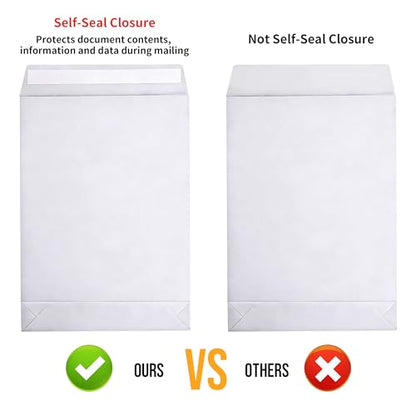 9.4" x 13.2" Expandable Envelopes Large White Envelopes - color: White, size: 25