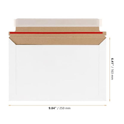 300 Pack 6.5x9.8 Inch Rigid Photo Mailers, 250gsm Stay Flat Cardboard Mailers, Self Seal White Envelopes for Photos, Files, Pictures, Papers