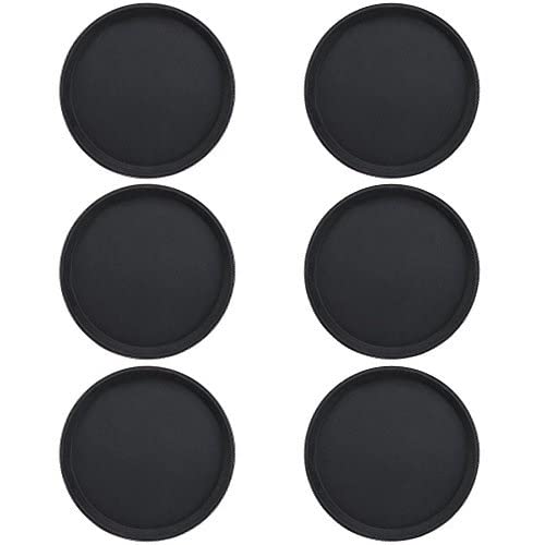 TrueCraftware- 11" Round Non-Slip Serving Trays Black Set of 6- Restaurant Serving Tray Rubber Lined Serving Tray Serving Coffee Appetizer Breakfast Perfect for Kitchen Café Hotel and Restaurants - color: Set of 6, size: 11 Inch