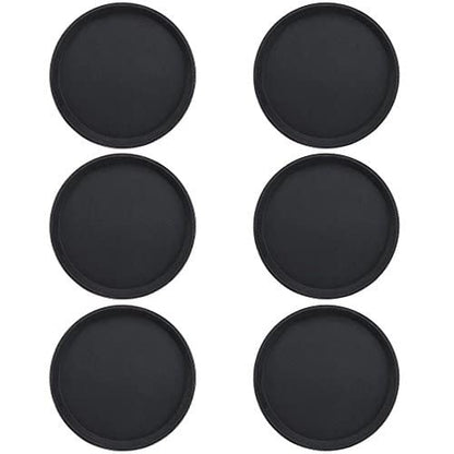 TrueCraftware- 11" Round Non-Slip Serving Trays Black Set of 6- Restaurant Serving Tray Rubber Lined Serving Tray Serving Coffee Appetizer Breakfast Perfect for Kitchen Café Hotel and Restaurants - color: Set of 6, size: 11 Inch