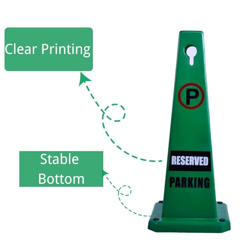 BESEA 4Pack No Parking Cone Green Caution 4 Sided No Parking Cone Reserved Parking - color: Green, size: 26.5INCH With Caution Sign