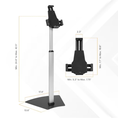 Mount-It! Anti-Theft Universal Tablet Floor Stand Kiosk, Retail POS, Silver - size: Floor - Stand