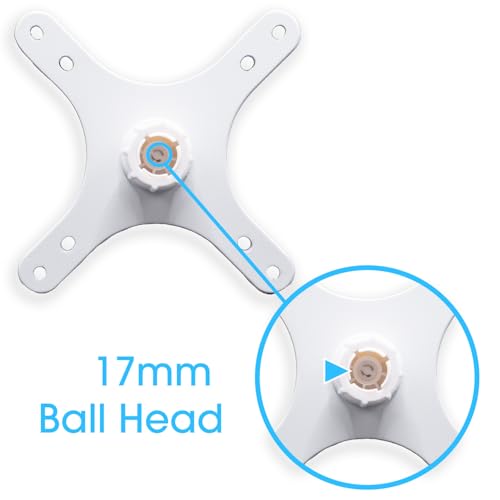 Kado Portable Monitor Stand Mounting Adapter Bracket Plate White, Wall Mount Arm Mount 17mm Ball Head to 100x100mm 75x75mm Universal, Tripod Camera Stand for Desktop Monitor Portrait/Landscape Mode - style: White
