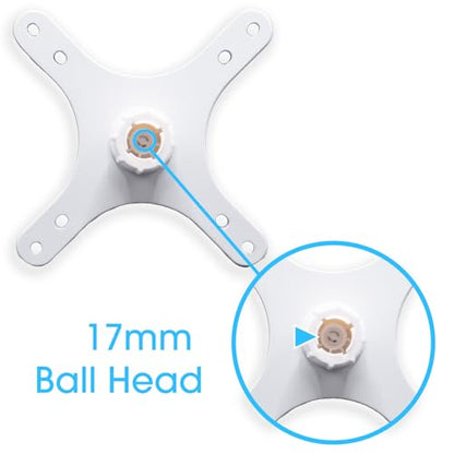 Kado Portable Monitor Stand Mounting Adapter Bracket Plate White, Wall Mount Arm Mount 17mm Ball Head to 100x100mm 75x75mm Universal, Tripod Camera Stand for Desktop Monitor Portrait/Landscape Mode - style: White