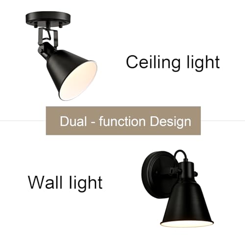 DIRYZON Flush Mount Ceiling Light Fixture Adjustable Track Light Set of 2 - color: Black, size: 2-light