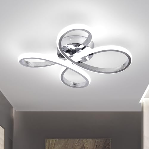 ADISUN Modern LED Ceiling Light, 6000K Semi Flush Mount Ceiling Light Fixture, Modern Lamp for Hallway Bedroom Corridor Aisle Bathroom(L14.56*W14.56*H2.4) - color: Chrome, size: 1 Pack