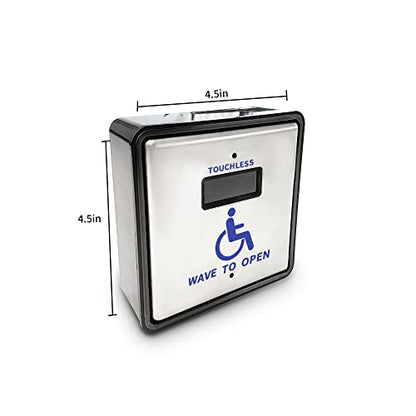 Olideauto Touchless Wave Sensor Button for Handicap Door with Handicapped Logo,Wired Stainless Steel Square 4.5'' Button Panel Olide-513N