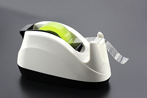 Heavy Base Nonskid Desk Tape Dispenser One-Hand Dispensing (White)
