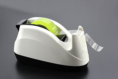 Heavy Base Nonskid Desk Tape Dispenser One-Hand Dispensing (White)