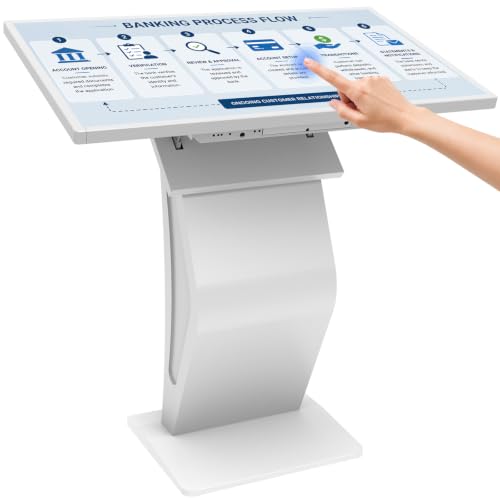 43 inch Touch Screen Kiosk, Windows11 System(8+128g) | K-Style Stand Inquiry Machine, Human–Machine Interaction Smoothly for Mall Navigation/Self-Ordering/Advertising/Retail Store - color: White