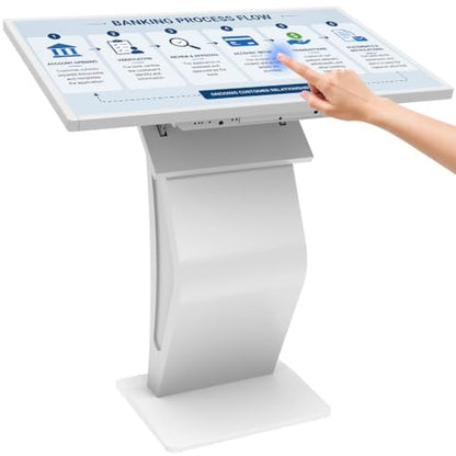 43 inch Touch Screen Kiosk, Windows11 System(8+128g) | K-Style Stand Inquiry Machine, Human–Machine Interaction Smoothly for Mall Navigation/Self-Ordering/Advertising/Retail Store - color: White