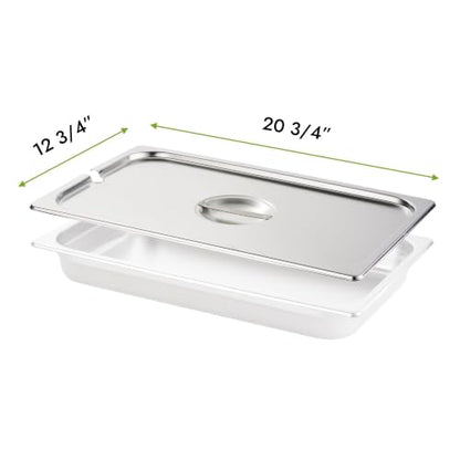 HECMAC 6-Pack Full Size Notched Hotel Pan Cover,Stainless Steel Solid Steam Table Catering Food Pan Lid with Handle, 23 Gauge - size: Full Size, Notched Lid