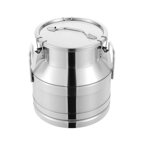 1 mm Thickened Stainless Steel Milk Can Large Liquid Container Storage,Stainless Steel Milk Bucket With Sealing Lid and Carry Handle,for Wine, Oil Storage Transport (20L/5.25 Gal) - size: 20L/5.25 Gal