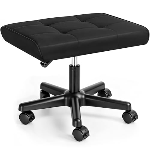 Footrest Under Desk Leg Rest Ottoman Adjustable Height Foot Stool (Black) - color: Black, size: 19.3''L x 15''W