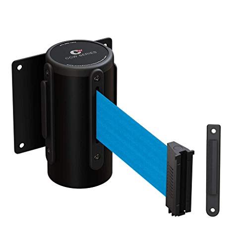 Crowd Control Warehouse Wall Mount Retractable Belt Barrier, 11 Ft - color: Light Blue, size: Solid Color