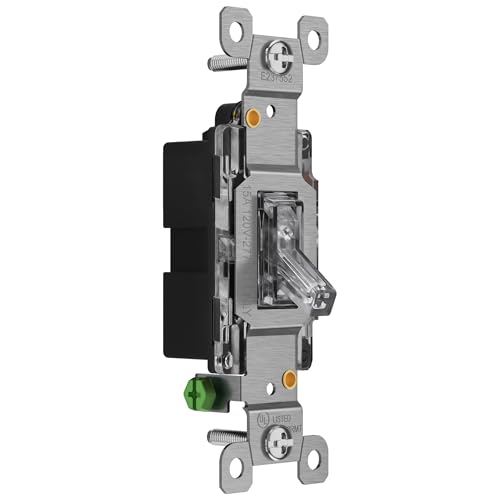 ENERLITES Illuminated Toggle Light Switch, 15 Amp, Single Pole, 10 Pack - color: Illuminated-Clear, size: Switch without Wall Plate