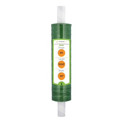 PSBM Dark Green Stretch Wrap with Handles, 4 Rolls 20 Inch x 1000 Feet 80 Gauge, Heavy Duty Plastic Wrap Industrial Strength Shrink Film for Moving, Packing & Shipping - size: 4 Rolls, style: Green