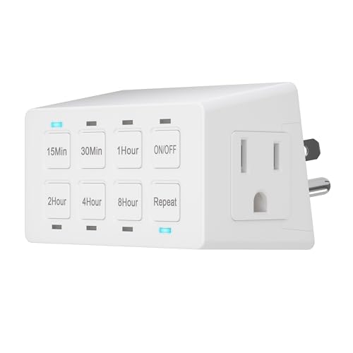 ENERLITES 8-Hour Countdown Timer for Electrical Outlets, UL Listed - color: White, size: 8 Hour