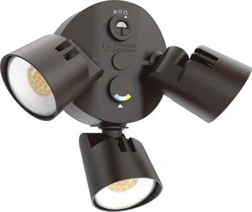 Lithonia Lighting HomeGuard 3-Light LED Outdoor Flood Lights, Dusk to Dawn - color: Dark Bronze, size: 3-Light, style: 1750-4100 Lumens