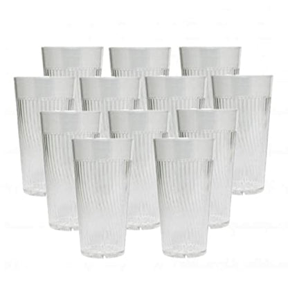 TrueCraftware- 14 oz. Belize Tumbler/Drinking Cups Clear Polycarbonate Set of 12-Premium Iced Tea Glasses Stackable Reusable Drinking Glasses Dishwasher Safe Break-Resistant for Home Restaurants - color: Clear, size: 14 oz