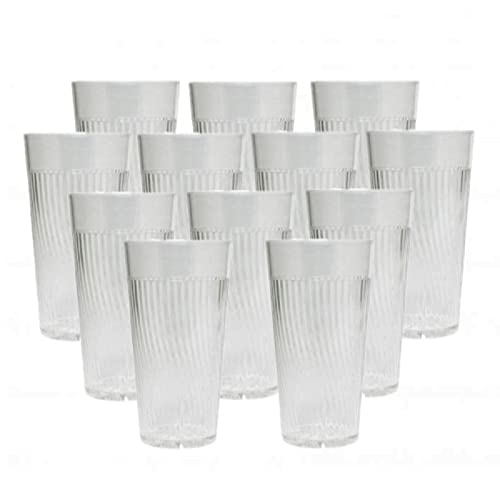 TrueCraftware- 14 oz. Belize Tumbler/Drinking Cups Clear Polycarbonate Set of 12-Premium Iced Tea Glasses Stackable Reusable Drinking Glasses Dishwasher Safe Break-Resistant for Home Restaurants - color: Clear, size: 14 oz