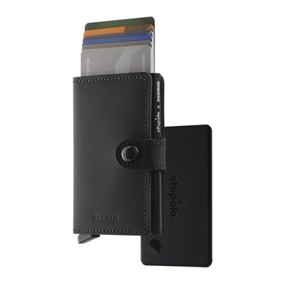 Chipolo x Secrid Trackable Mini Wallet, Leather Slim Wallet (Black) - color: Chipolo x Secrid Miniwallet (Black)