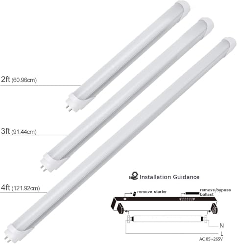 LightingWill LED T8 Light Tube 4FT, Natural White 4000K, Dual-End Powered Ballast Bypass, 2000Lumens 18W (40W Fluorescent Equivalent), Frosted Cover, AC85-265V Lighting Tube Fixtures, 1Pack - color: Natural White, size: 4FT-1 Pack