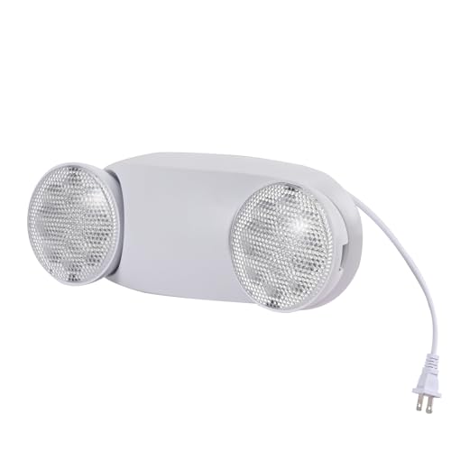 LED Emergency Lights with Battery Backup Commercial Emergency Light Fixtures for Business Home Power Failure Outage Exit Sign Lighting with Plug in Cord AC85-277V 200lm 4Hours - color: White, size: Round with Plugs