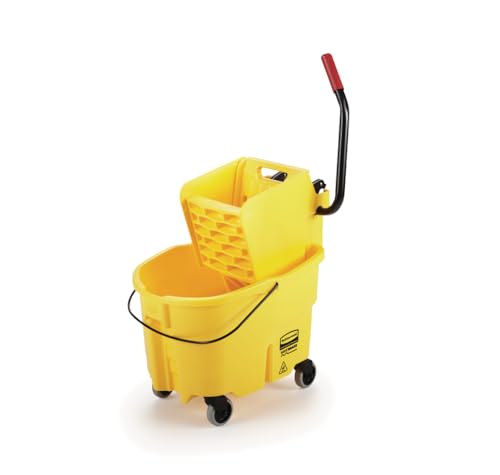 Rubbermaid Commercial Products WaveBrake 26QT Side-Press Mop Bucket, Yellow - size: 26 Qt.