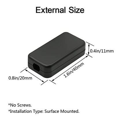 LeMotech 5Pcs ABS Plastic Electrical Project Case Power Junction Box, Project Box Black 1.6 x 0.8 x 0.4 inch (40 x 20 x 11 mm) - size: 1.6" x 0.8" x 0.4"(5pc)