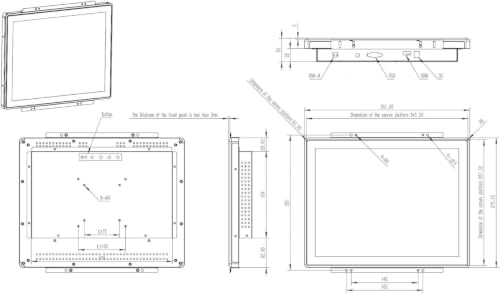 15 Inch Touch Monitor - 10-Point Capacitive PCAP 1024x768 4:3 LCD Display with HDMI VGA and 12V DC Power - for Kiosk POS Vending and Self-Service Automation with VESA Open-Frame Mount - size: 15