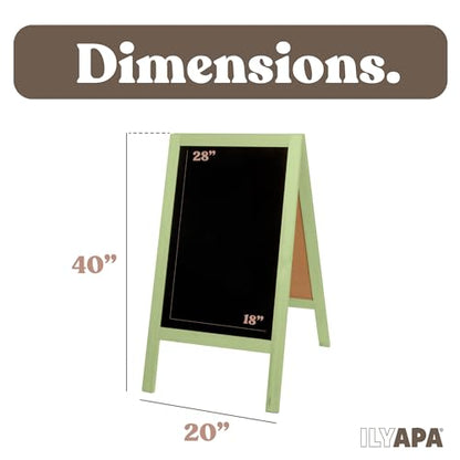 Ilyapa A Frame Chalk Board Easel Sign 40x20 in - Sandwich Signs Outdoor - color: Sage