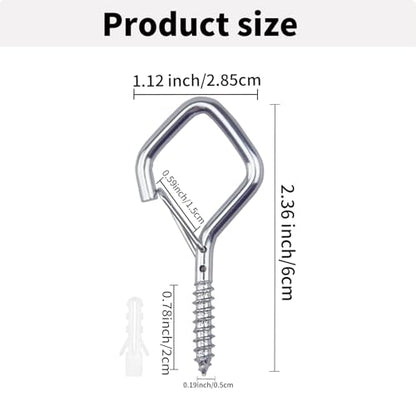 12 Pack Ceiling Hooks with Safety Buckle 2.36IN Screw in Hooks - color: Silver