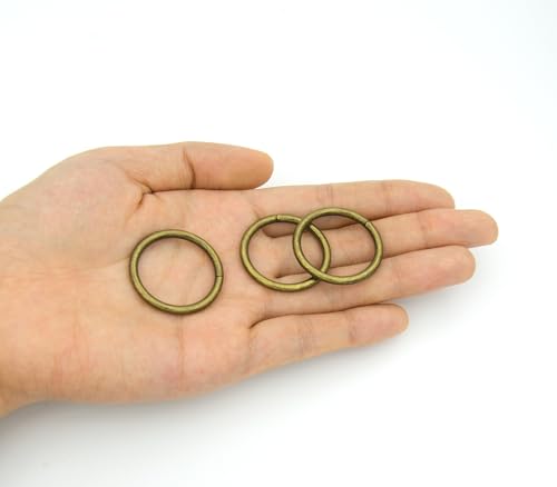 40pcs 4 Sizes O Rings Welded Strong Metal Heavy Duty Round Ring for Pet Collars Buckle Belts Strap Webbing Sewing - color: 1"(25mm) Bronze 20pcs