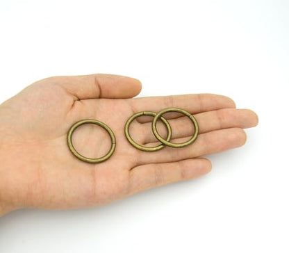 40pcs 4 Sizes O Rings Welded Strong Metal Heavy Duty Round Ring for Pet Collars Buckle Belts Strap Webbing Sewing - color: 1"(25mm) Bronze 20pcs