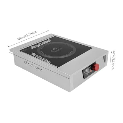 3500W Commercial Induction Cooktop, Stainless Steel Countertop Burner