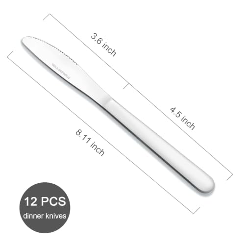 12 Pieces Dinner Knives Set, 8.1 Inches Table Knives Set - color: 12PCS Dinner Knives