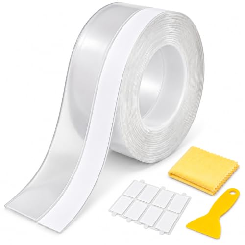 Weather Stripping Door Seal, Clear Silicone Seal Strip for Door Frame, 32.8FT Self Adhesive Draft Stopper, 25mm Wide for 0-15mm Gaps with Installation Kit - size: 25mm*32.8ft