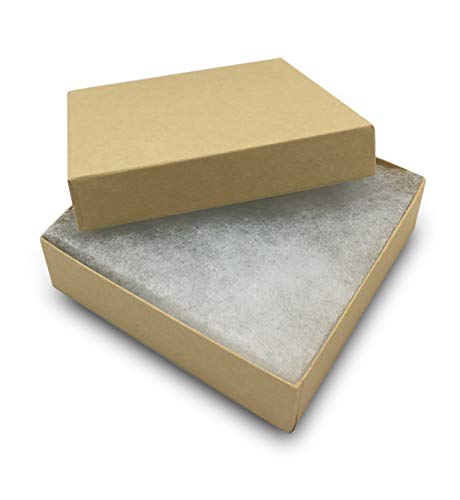 TheDisplayGuys 25 Cardboard Gift Jewelry Boxes w/Paddings #34-3.9x3.9x2 - color: Kraft Brown