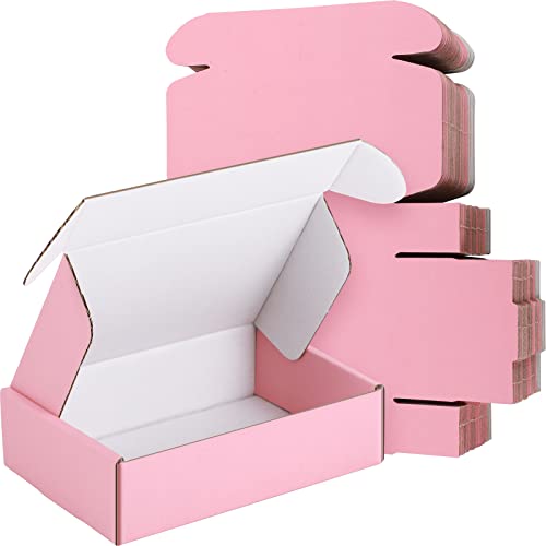 Spakon 50 Packs Shipping Boxes, Cardboard, Pink, 6 x 4 x 1.6 Inches - color: Pink, size: 6 x 4 x 1.6 Inches