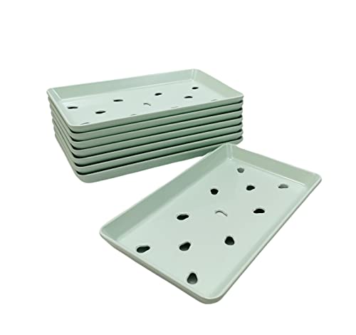 JapanBargain, Set of 8 Sushi Neta Case Plates with Drip Holes, 8.75"x5" Light Green Melamine Sushi Sashimi Raw Fish Display Trays, Restaurant & Commercial Quality, Durable Plastic, Dishwasher Safe