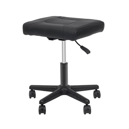 Footrest Stool Under Desk, Adjustable Height Leg Rest Ottoman, 360° Rolling Ergonomic Foot Stool with 5 Lockable Wheels for Home Office Salons, Black