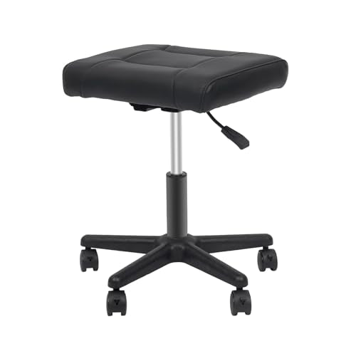 Footrest Stool Under Desk, Adjustable Height Leg Rest Ottoman, 360° Rolling Ergonomic Foot Stool with 5 Lockable Wheels for Home Office Salons, Black