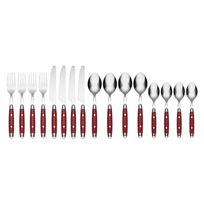 Cambridge Jubilee Red 16-Piece 18/0 Silverware Set for 4, Flatware - color: Red