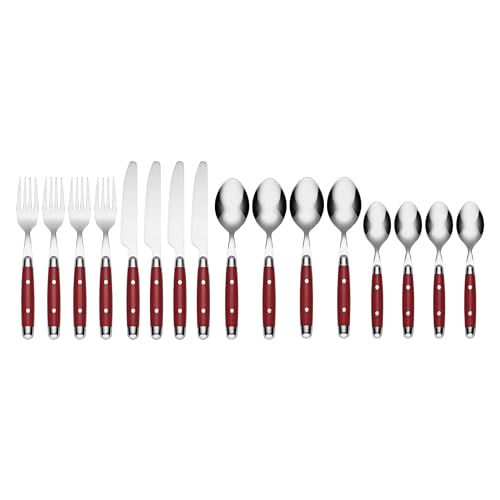 Cambridge Jubilee Red 16-Piece 18/0 Silverware Set for 4, Flatware - color: Red