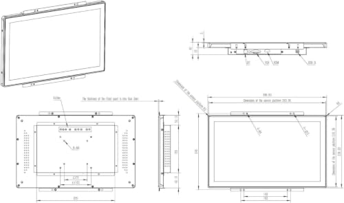 15.6 Inch Open Frame Touchscreen Monitor - 10-Point PCAP 1920x1080 FHD 300 Nit IP65 Waterproof Display - for Industrial Kiosk POS Vending Machine HMI and Digital Signage VESA Panel Mount - size: 15.6